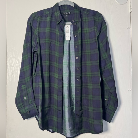 J. Crew Tops - J. Crew Green and Blue Plaid Shirt